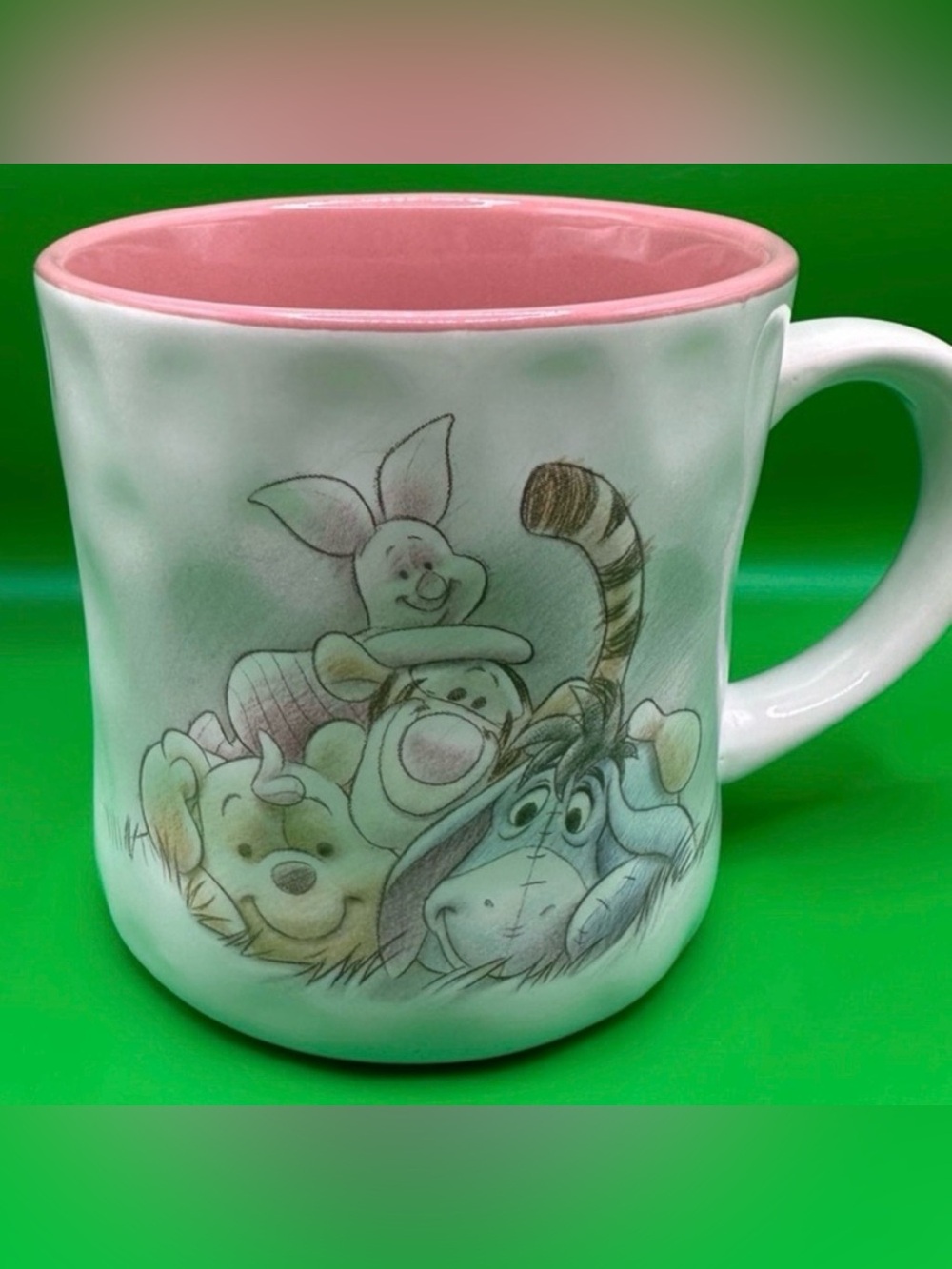 Disney Pink Interior White Winnie the Pooh Characters Mug